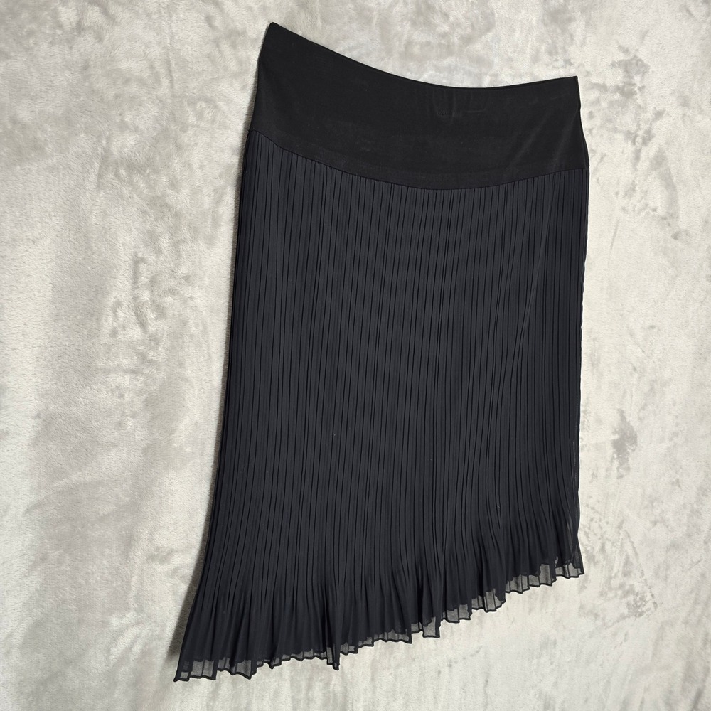 Accordion Pleated Skirt Women XL Blk Stretch Midi Minimalist Goth Dark Academia - Picture 15 of 15